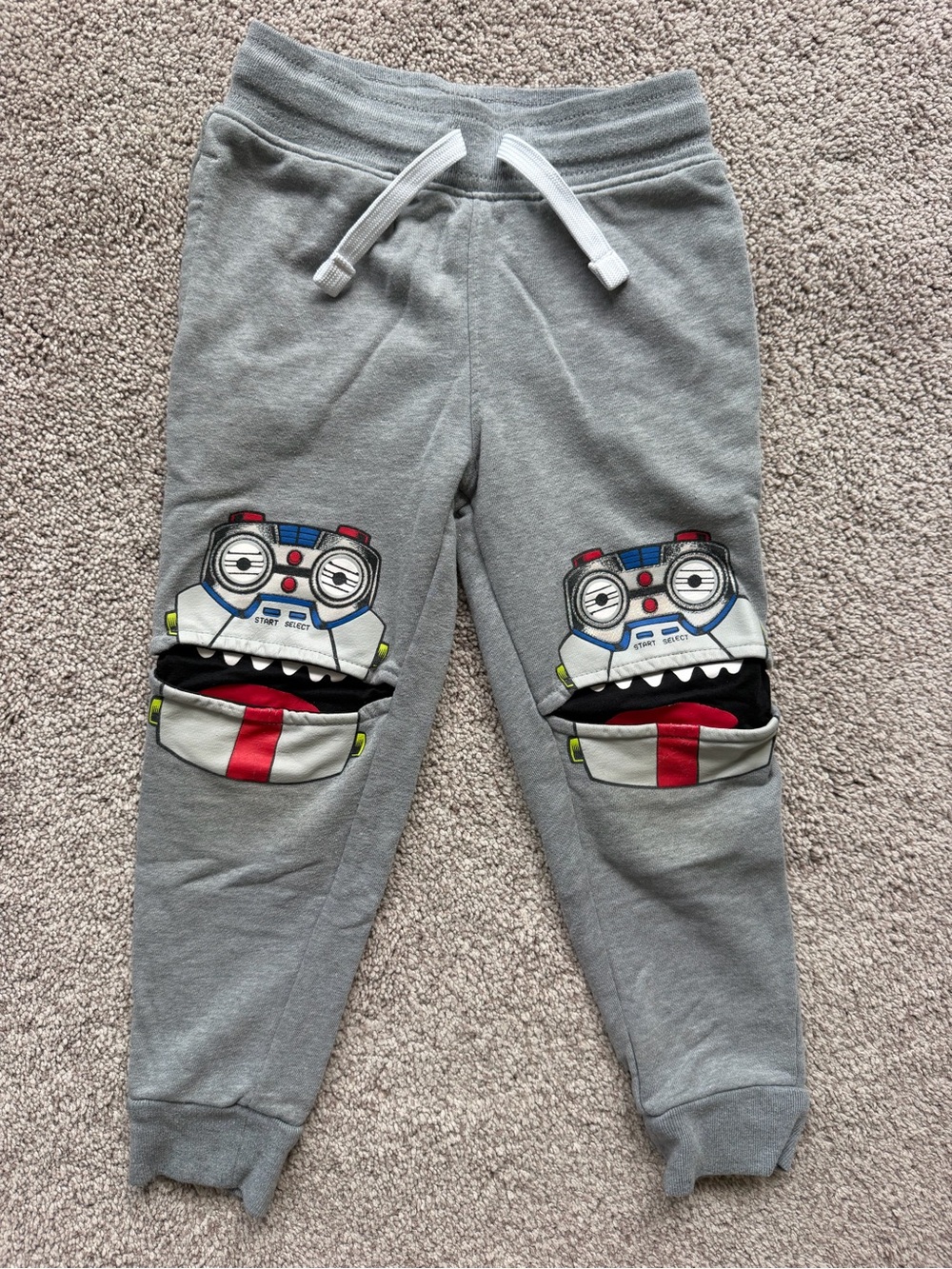 Kids' Gray Robot Pocket Joggers with Playful Monster Patches